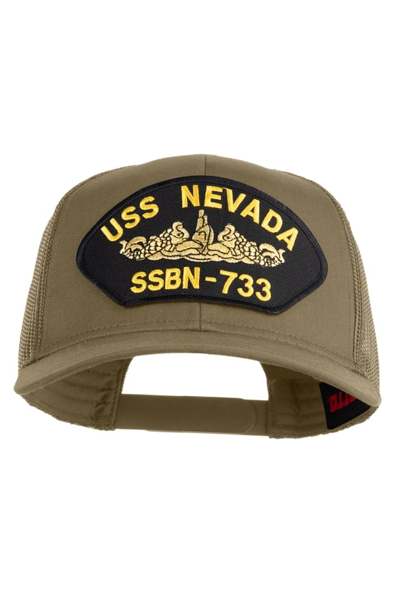 USS Nevada Submarine SSBN-733 Patched Solid Cotton Twill Mesh Prostyle Cap - Khaki OSFM