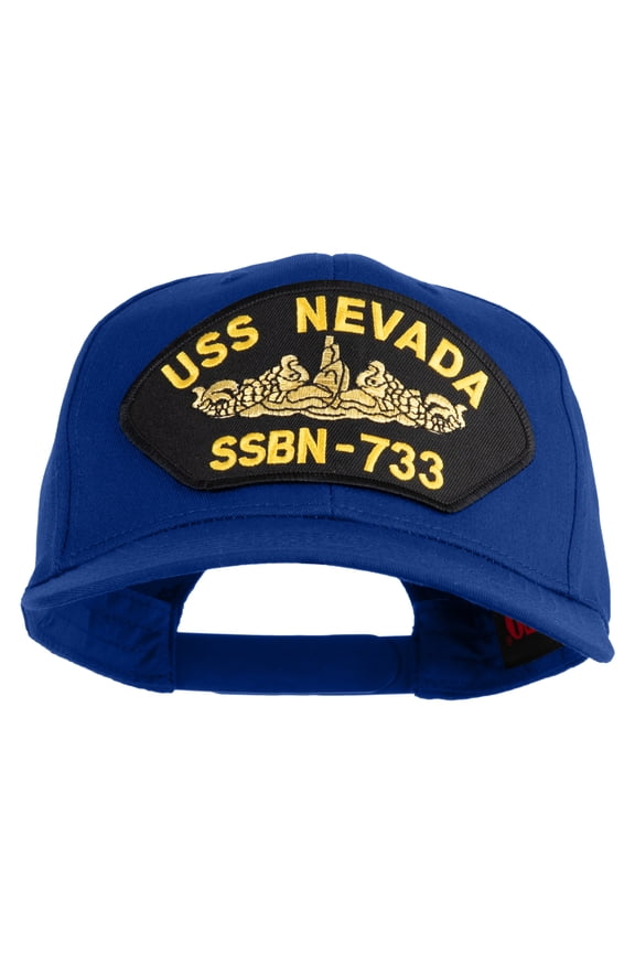 USS Nevada Submarine SSBN-733 Patched Solid Cotton Twill Pro Style Cap - Royal OSFM