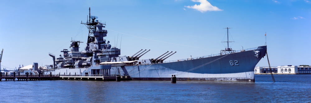 USS New Jersey battleship Camden New Jersey USA Canvas Art - Panoramic Images (12 x 36)