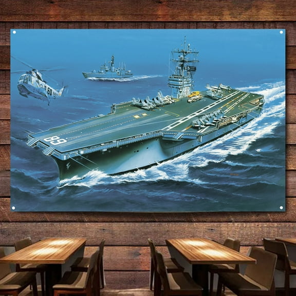 USS Nimitz (CVN-68) Aircraft Carrier Battleship Wall Art Banners Flags Wall Chart Warship Art Poster Canvas Print Art Painting Home Decor Tapestry Best Gifts for Military Fans A1,38X57 inches