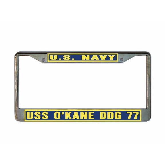 USS O'KANE DDG 77 License Plate Frame Gold Chrome Metal Military Navy USN Car Truck RV F001