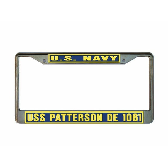 USS PATTERSON DE 1061 License Plate Frame Gold Chrome Metal Military Navy USN Car Truck RV F001