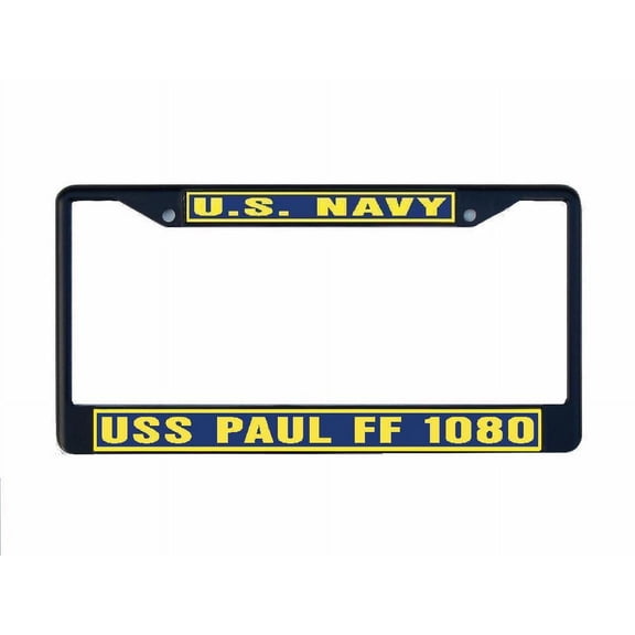 USS PAUL FF 1080 License Plate Frame Black Metal Military Navy USN Car Truck RV F001