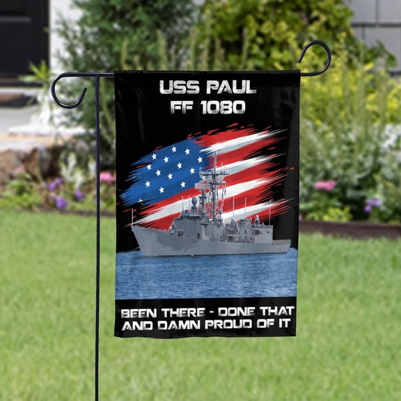 USS-PAUL-FF-1080 Veterans Day, Flag Ship 4th of July , Patriotic Flag Garden Flag, Double-Sided Decorative Outdoor Flag, Patriotic Polyester Yard Flag 12 x 18 in