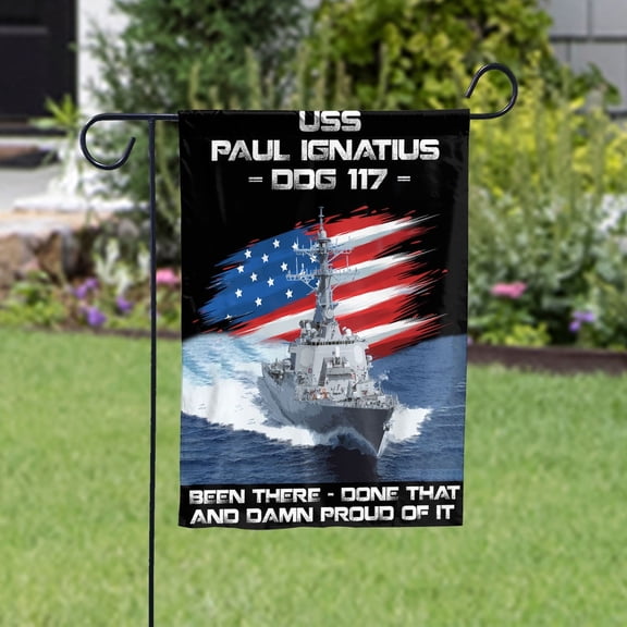 USS-PAUL-IGNATIUS-DDG-117 Veterans Day, Flag Ship 4th of July , Patriotic Flag Garden Flag, Double-Sided Decorative Outdoor Flag, Patriotic Polyester Yard Flag 12 x 18 in