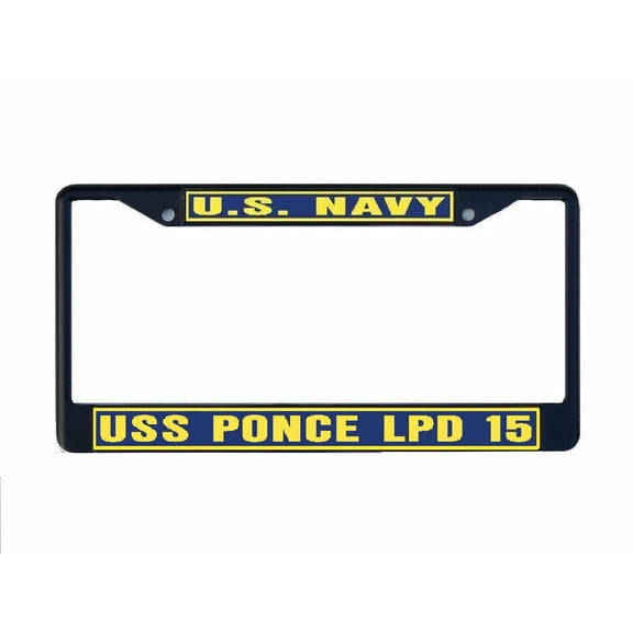 USS PONCE LPD 15 License Plate Frame Black Metal Military Navy USN Car Truck RV F001