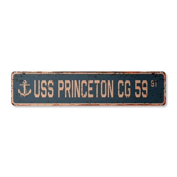 USS PRINCETON CG 59 Vintage Plastic Street Sign us navy ship veteran sailor gift | Indoor/Outdoor | 36" Wide