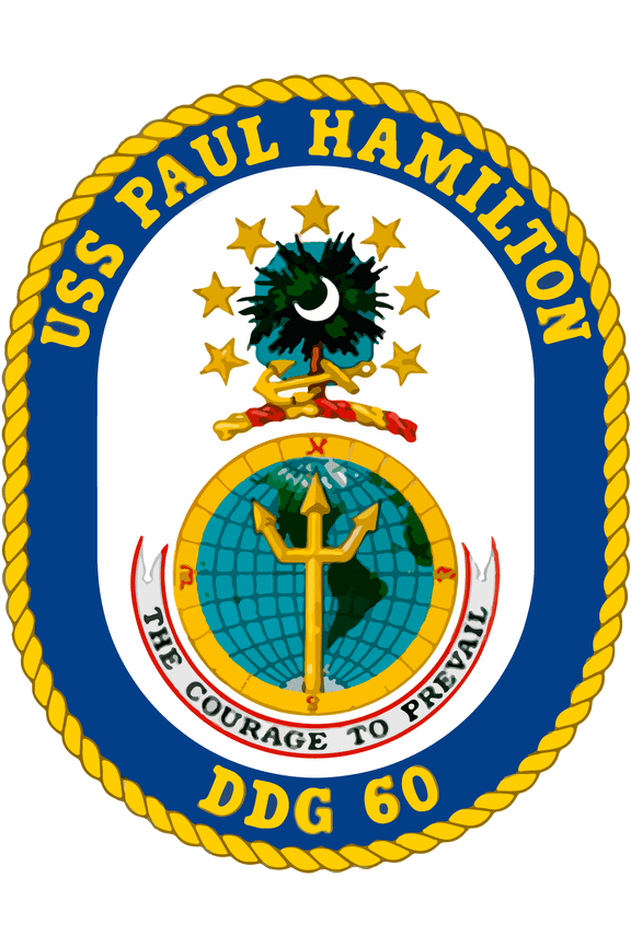 USS Paul Hamilton DDG-60 Badge Sticker Decal Arleigh Burke Class Destroyer Car Sticker Bumper Sticker for Car Emblem - 4 inch