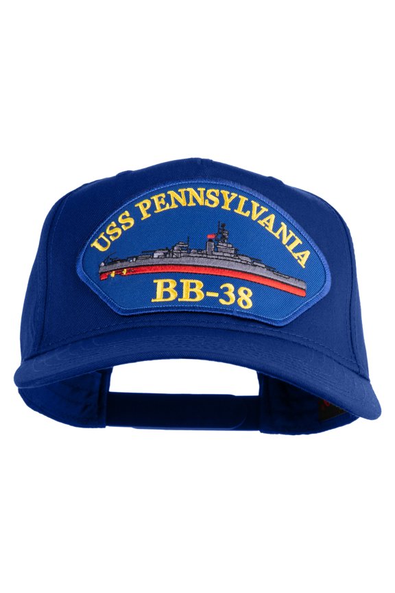 USS Pennsylvania BB 38 Blue Patched Solid Cotton Twill 5 Panel Prostyle Snap Cap - Royal OSFM