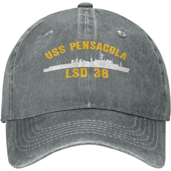 USS Pensacola LSD 38 Washed Hat Cap Baseball Dad Adjustable Cowboy Unisex Denim Trucker Adult Vintage Cotton Men Women Washable Retro Men's Women's Outdoor Sports