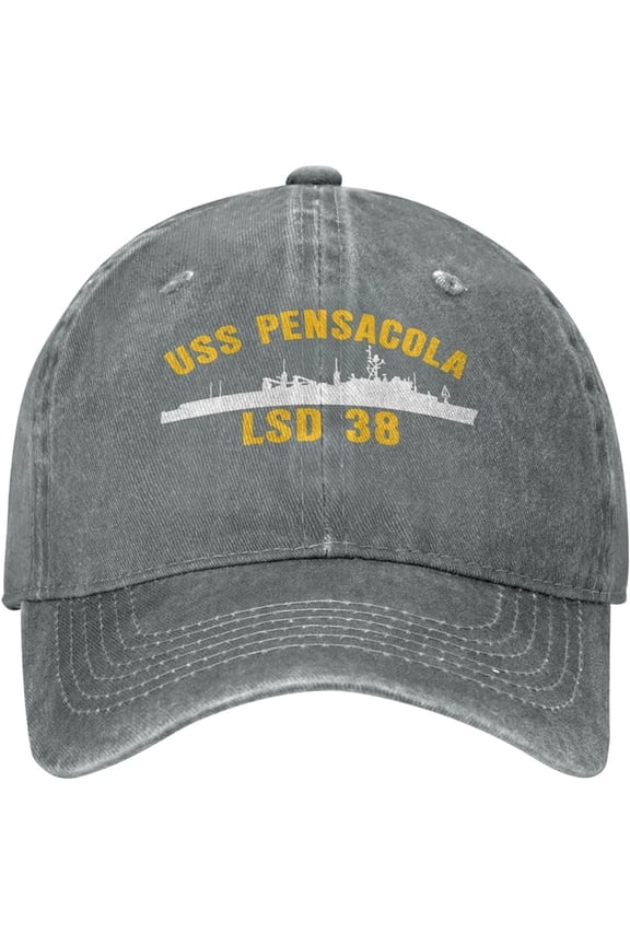 USS Pensacola LSD 38 Washed Hat Cap Baseball Dad Adjustable Cowboy Unisex Denim Trucker Adult Vintage Cotton Men Women Washable Retro Men's Women's Outdoor Sports