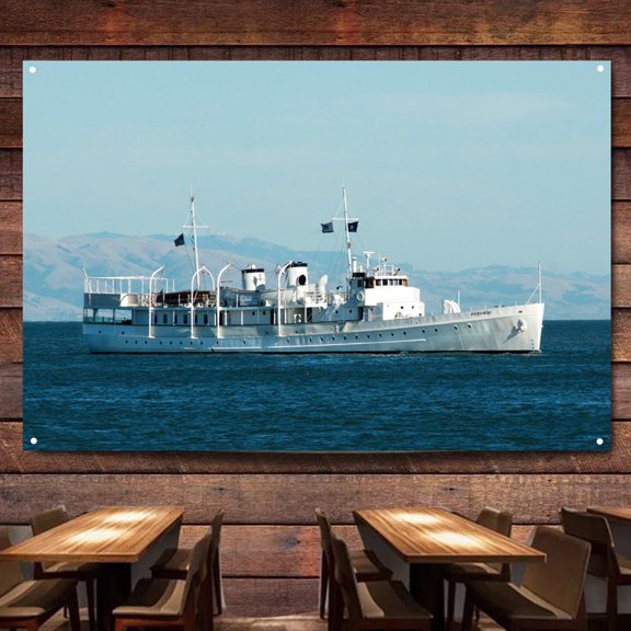 USS Potomac served Flag Banner Wall Chart Canvas Painting WW II Military Historical Posters & Prints  Wall Art Decoration Tapestry For Room, Classroom, Home, Bedroom,38X57 inches