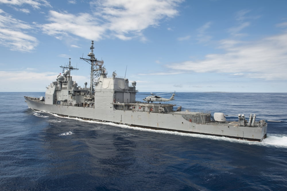 USS Princeton conducts flight operations with an MH-60R Sea Hawk Canvas Art - Stocktrek Images (35 x 23)