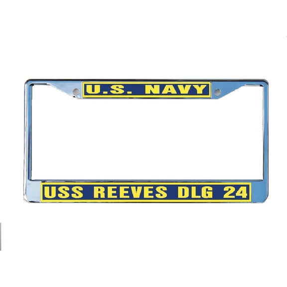 USS REEVES DLG 24 License Plate Frame Chrome Metal Military Navy USN Car Truck RV F001.