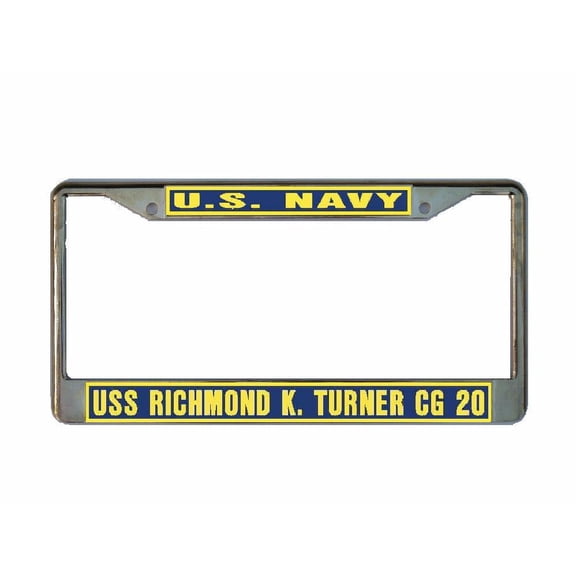 USS RICHMOND K TURNER CG 20 License Plate Frame Gold Chrome Metal Military Navy USN Car Truck RV F001