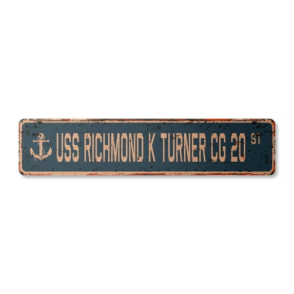 USS RICHMOND K TURNER CG 20 Vintage Plastic Street Sign us navy ship veteran sailor gift | Indoor/Outdoor | 36" Wide