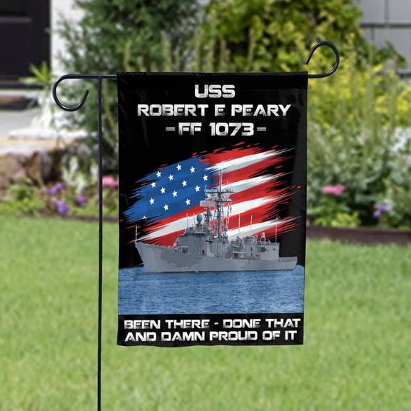 USS-ROBERT-E-PEARY-FF-1073 Veterans Day, Flag Ship 4th of July , Patriotic Flag Garden Flag (11.5x17.5) Double Sided-USA Flags Premium Polyester-Decorative Indoor Outdoor Flag
