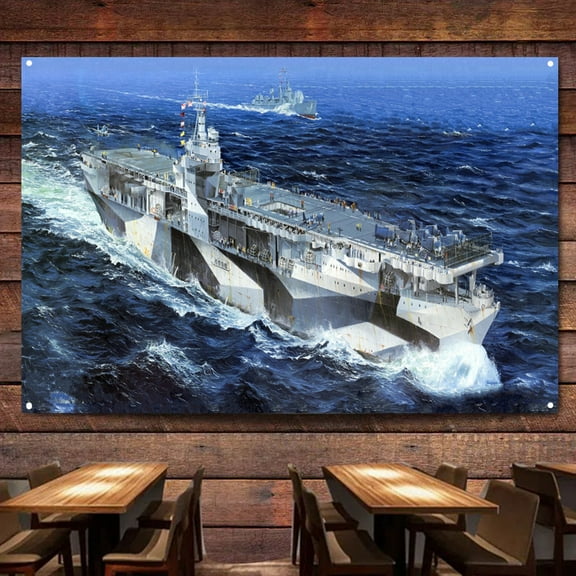 USS Ranger CV-4 Aircraft Carrier Battleship Wall Art Banners Hanging Flags Wall Chart Warship Art Poster Canvas Print Art Painting Home Decor Tapestry Best Gifts for Military Fans,38X57 inches