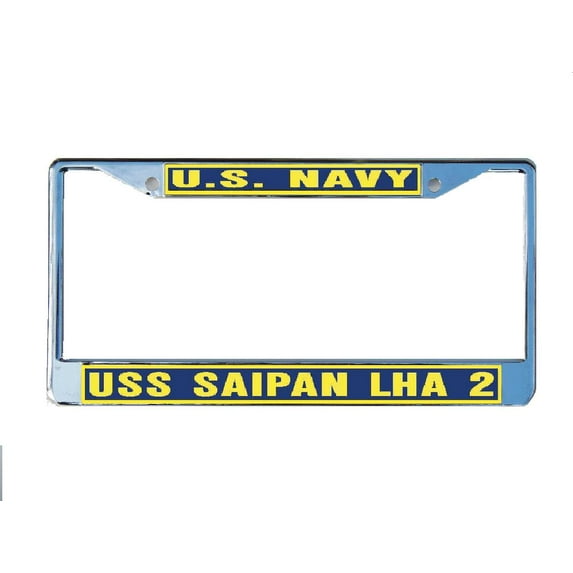 USS SAIPAN LHA 2 License Plate Frame Chrome Metal Military Navy USN Car Truck RV F001.