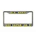 thumbnail image 1 of USS SAIPAN LHA 2 License Plate Frame Gold Chrome Metal Military Navy USN 1 Car Truck RV F001, 1 of 1