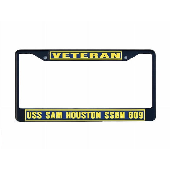 USS SAM HOUSTON SSBN 609 License Plate Frame Black Metal Military Navy USN Car Truck RV F001