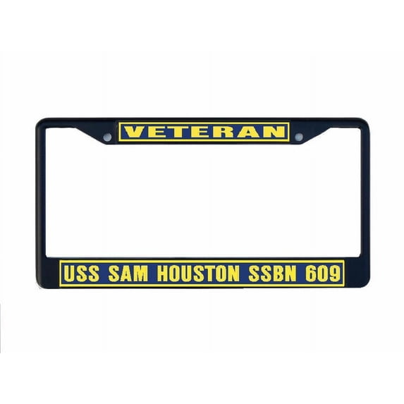 USS SAM HOUSTON SSBN 609 License Plate Frame Black Metal Military Navy USN Car Truck RV F001