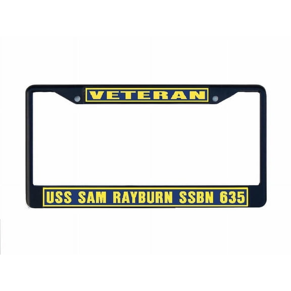 USS SAM RAYBURN SSBN 635 License Plate Frame Black Metal Military Navy USN Car Truck RV F001