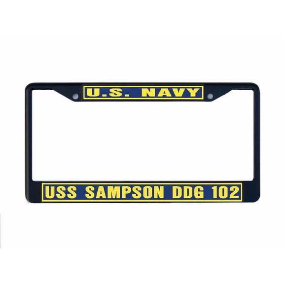 USS SAMPSON DDG 102 License Plate Frame Black Metal Military Navy USN Car Truck RV F001