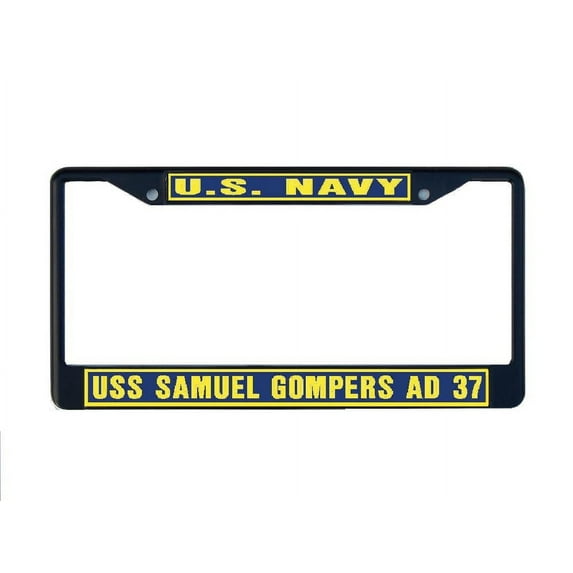USS SAMUEL GOMPERS AD 37 License Plate Frame Black Metal Military Navy USN Car Truck RV F001