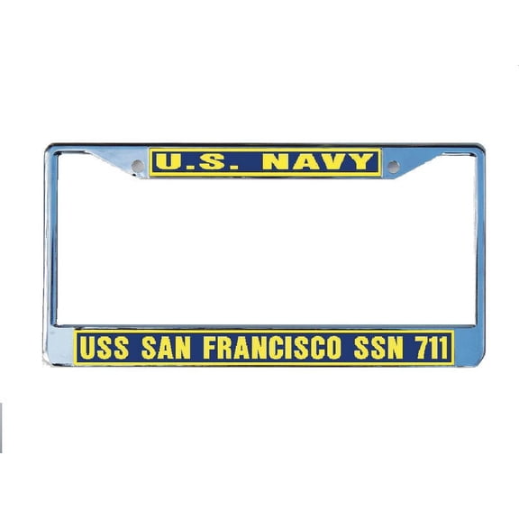 USS SAN FRANCISCO SSN 711 License Plate Frame Chrome Metal Military Navy USN Car Truck RV F001.