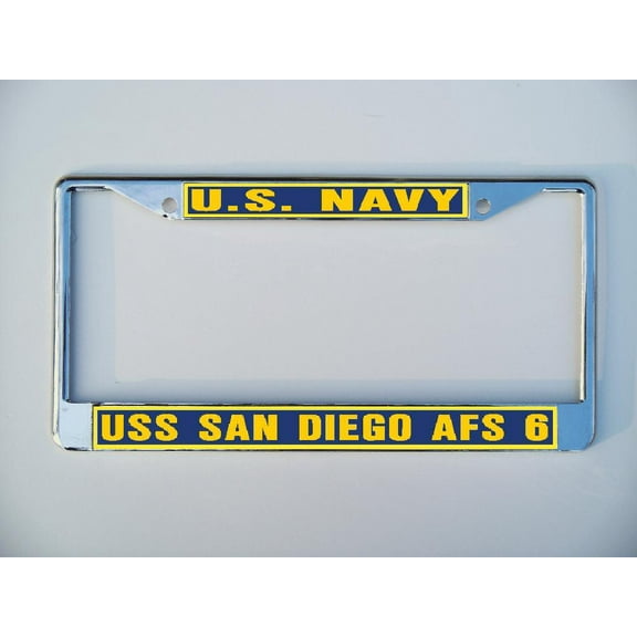 USS SANDIEGO AFS 6 License Plate Frame Chrome Metal Military Navy USN Car Truck RV F001