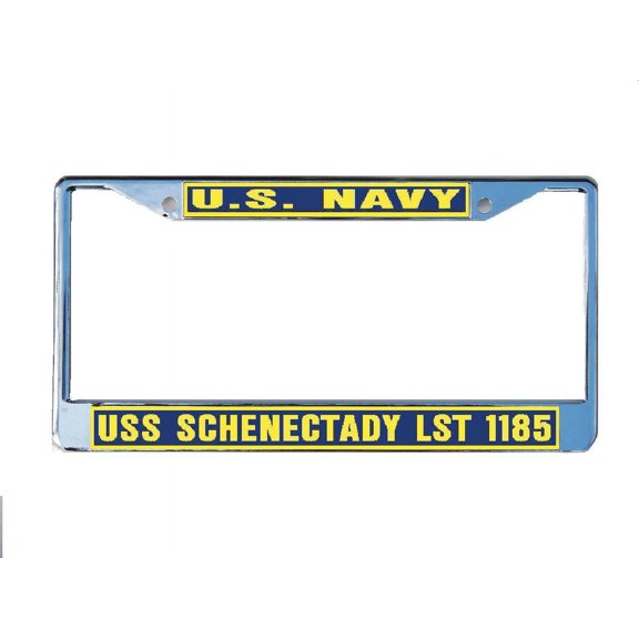 USS SCHENECTADY LST 1185 License Plate Frame Chrome Metal Military Navy USN Car Truck RV F001.