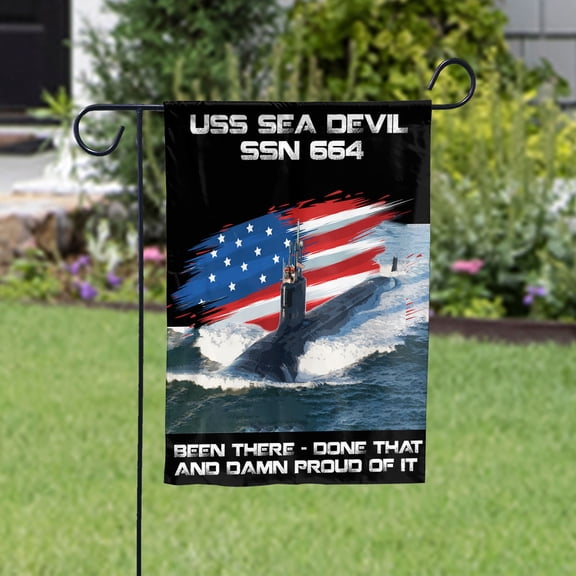 USS-SEA-DEVIL-SSN-664 Veterans Day, Flag Ship 4th of July , Patriotic Flag Garden Flag (11.5x17.5) Double Sided-USA Flags Premium Polyester-Decorative Indoor Outdoor Flag
