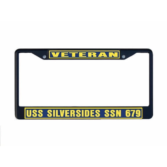 USS SILVERSIDES SSN 679 License Plate Frame Black Metal Military Navy USN Car Truck RV F001