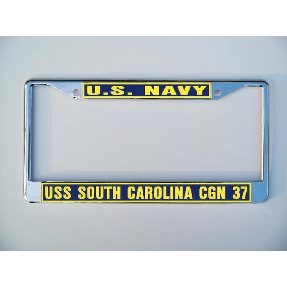 USS SOUTH CAROLINA CGN 37 License Plate Frame Chrome Metal Military Navy USN Car Truck RV F001.