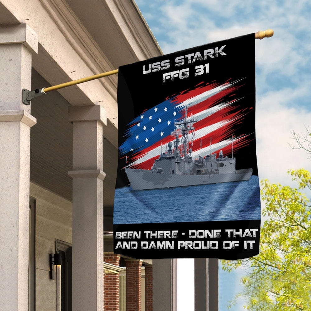 USS-STARK-FFG-31 Veterans Day, Flag Ship 4th of July , Patriotic Flag House Flag, Double-Sided Decorative Outdoor Flag, Patriotic Polyester Yard Flag 29.5 x 39.5 in