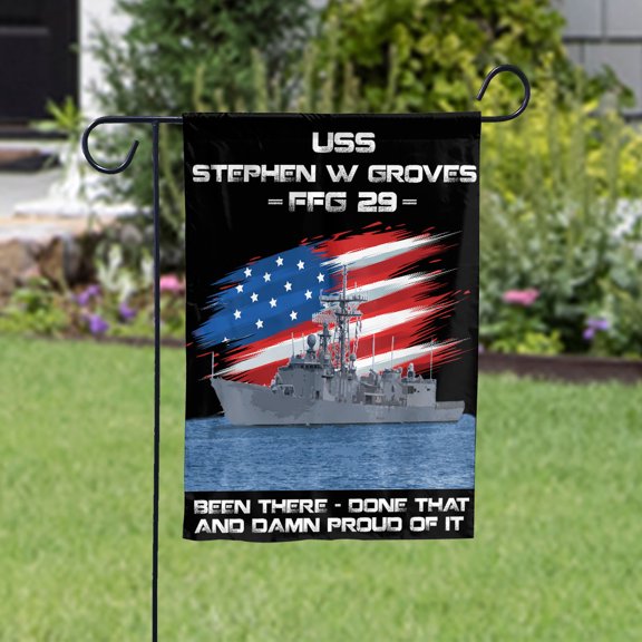 USS-STEPHEN-W-GROVES--FFG-29 Veterans Day, Flag Ship 4th of July , Patriotic Flag Garden Flag (11.5x17.5) Double Sided-USA Flags Premium Polyester-Decorative Indoor Outdoor Flag