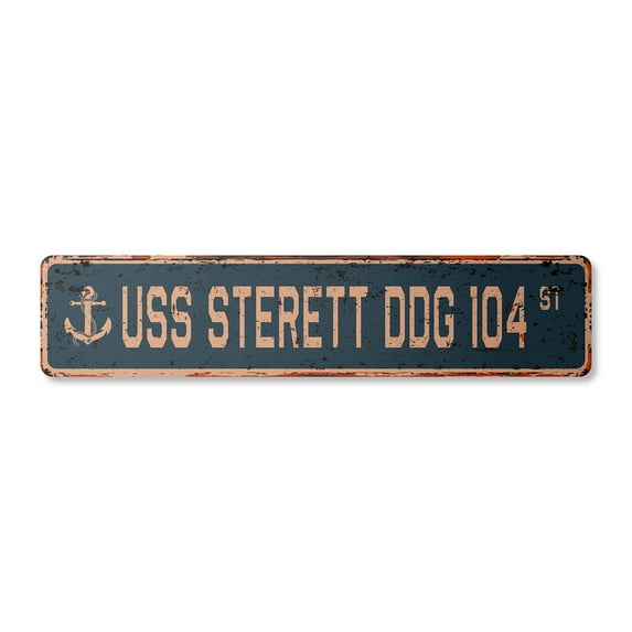 USS STERETT DDG 104 Vintage Plastic Street Sign us navy ship veteran sailor gift | Indoor/Outdoor | 36" Wide
