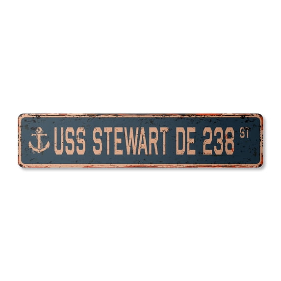 USS STEWART DE 238 Vintage Plastic Street Sign us navy ship veteran sailor gift | Indoor/Outdoor | 36" Wide