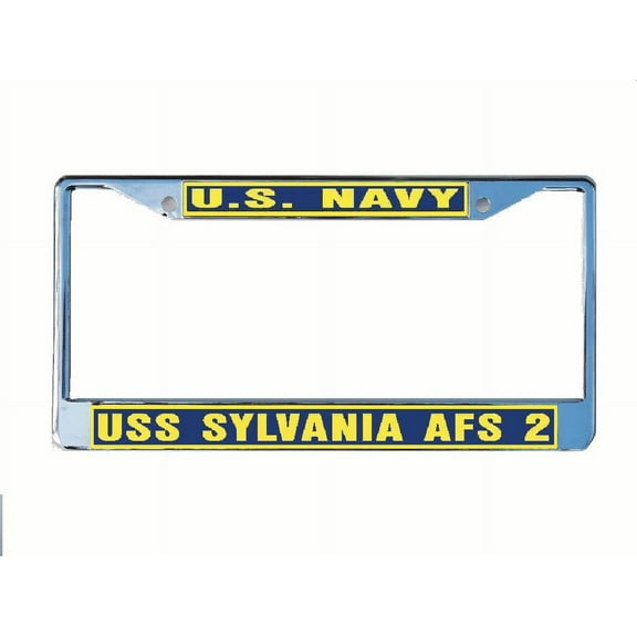 USS SYLVANIA AFS 2 License Plate Frame Chrome Metal Military Navy USN Car Truck RV F001