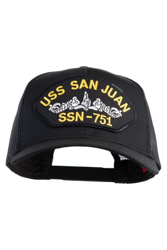 USS San Juan Submarine SSN 751 Patched Solid Cotton Twill Mesh Prostyle Cap - Black OSFM