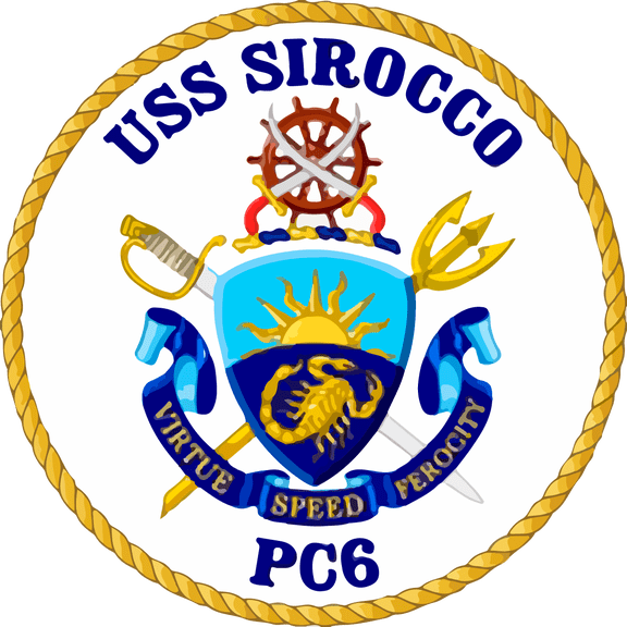 USS Sirocco PC-6 Badge Sticker Decal Cyclone Class Patrol boat Car Sticker Bumper Sticker for Car Emblem - 4 inch
