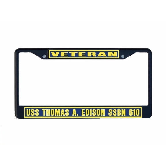 USS THOMAS A. EDISON SSBN 610 License Plate Frame Black Metal Military Navy USN Car Truck RV F001