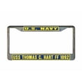 thumbnail image 1 of USS THOMAS C HART FF 1092 License Plate Frame Gold Chrome Metal Military Navy USN 1 Car Truck RV F001, 1 of 1