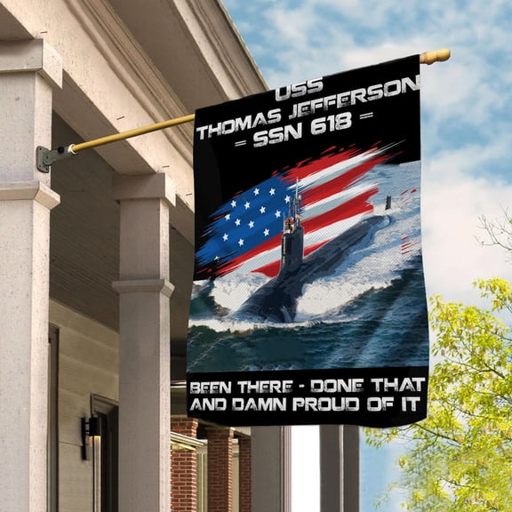 USS-THOMAS-JEFFERSON-SSN-618 Veterans Day, Flag Ship 4th of July , Patriotic Flag House Flag (29.5x39.5) Double Sided-USA Flags Premium Polyester-Decorative Indoor Outdoor Flag