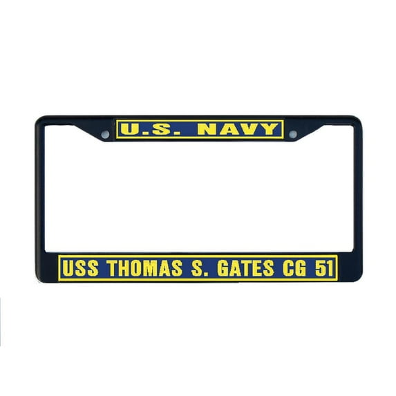 USS THOMAS S GATES CG 51 License Plate Frame Black Metal Military Navy USN Car Truck RV F001