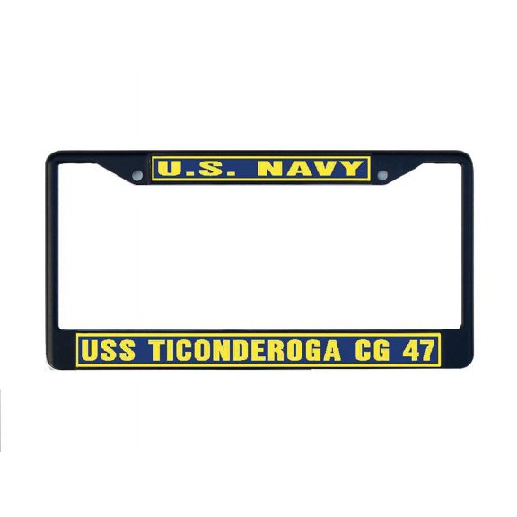 USS TICONDEROGA CG 47 License Plate Frame Black Metal Military Navy USN Car Truck RV F001