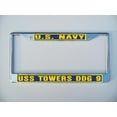 thumbnail image 1 of USS TOWERS DDG 9 License Plate Frame Chrome Metal Military Navy USN Car Truck RV F001., 1 of 1