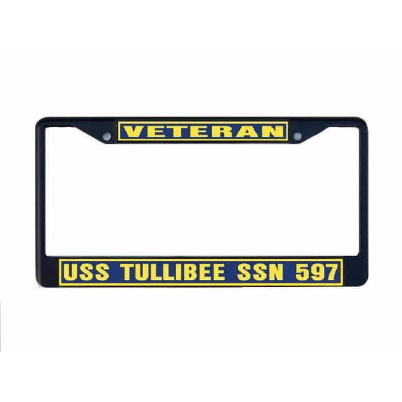 USS TULLIBEE SSN 597 License Plate Frame Black Metal Military Navy USN Car Truck RV F001