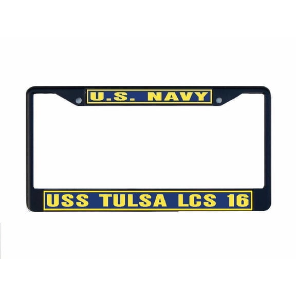 USS TULSA LCS 16 License Plate Frame Black Metal Military Navy USN Car Truck RV F001